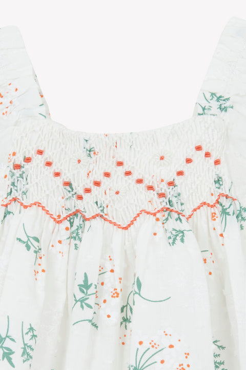 Blouse - White smock Print flowery - Image principale