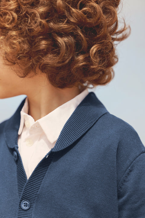 Weste - Marineblau Strickwaren Schalkragen - Image principale