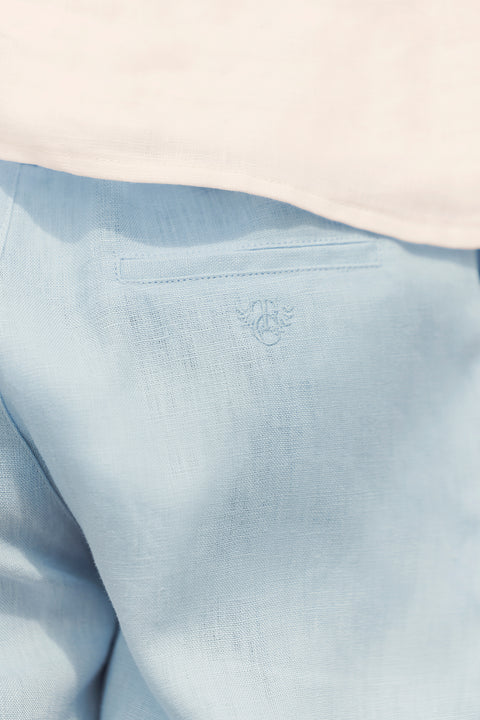Kurze Hose - Blau Graué Leinen - Image principale