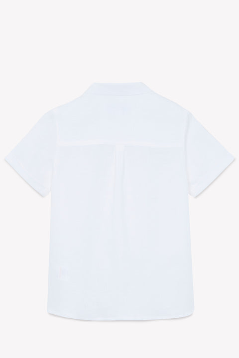 Camisa - Blanco Lino mangas cortas - Image principale