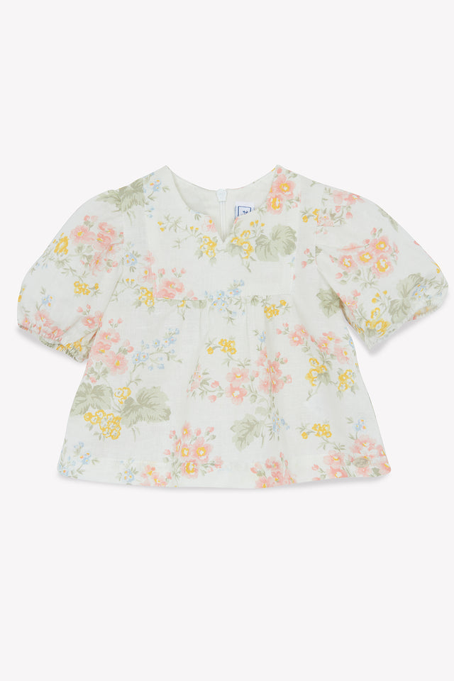 Blouse - ecru Linen Print flowery - Image principale