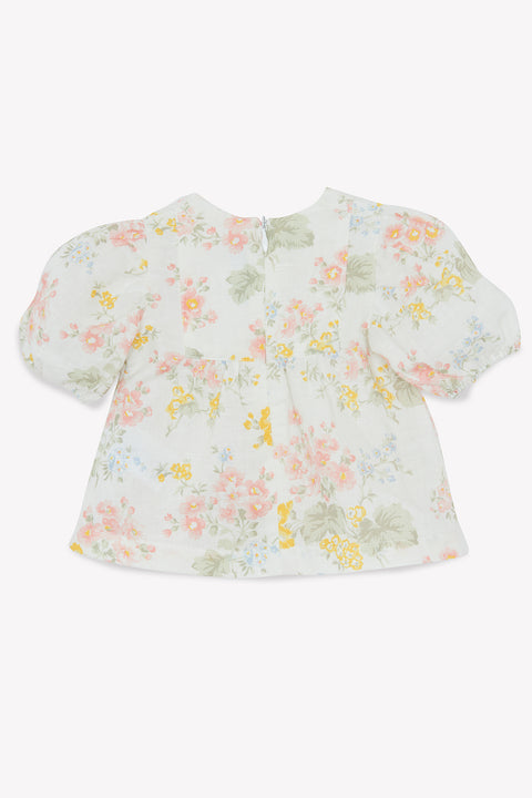 Blouse - ecru Linen Print flowery - Image principale