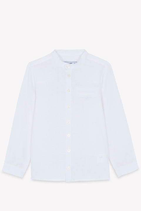 Shirt - Weiss Leinen Stehkragen - Image principale