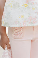 Jean - Pivoine évasé broderie