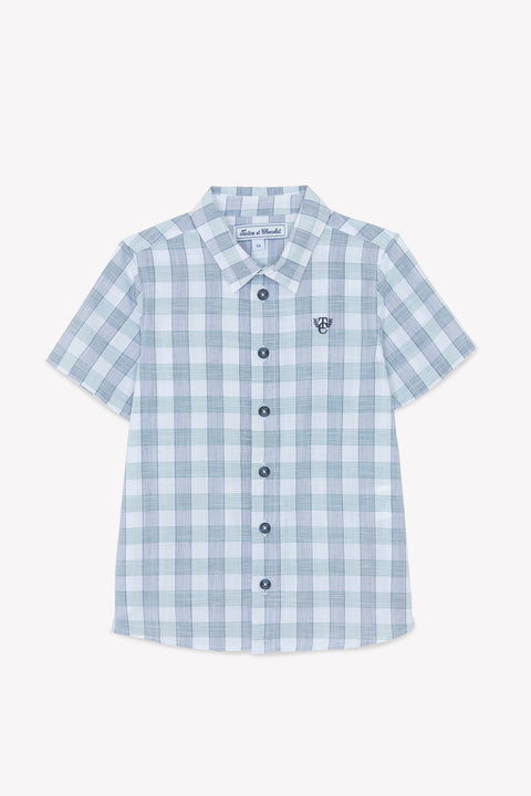Camisa - Aguamarina grande Cuadros mangas cortas - Image principale