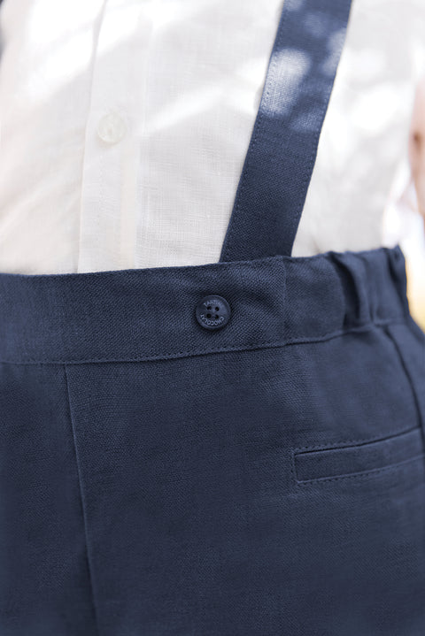 Short - Navy Linen Braces - Image principale