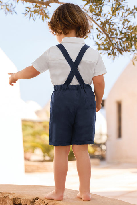 Short - Navy Linen Braces - Image principale