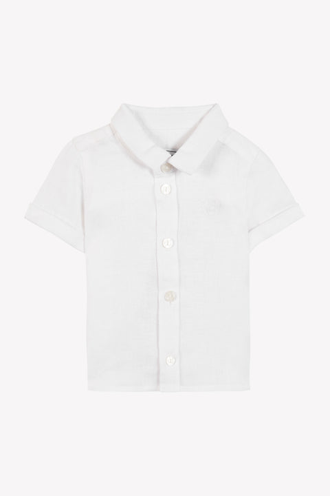 Camicia - Bianco maniche corte in lino - Image principale