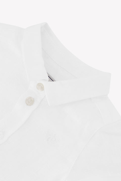 Camicia - Bianco maniche corte in lino - Image principale