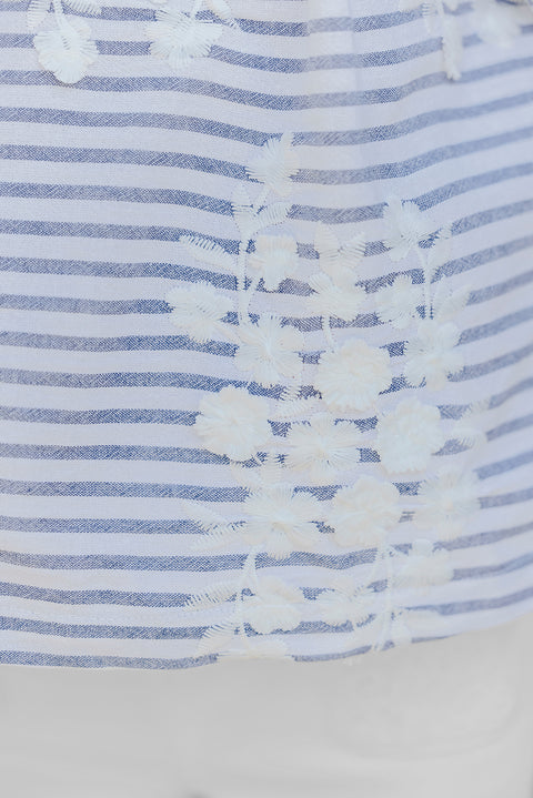 Tunic - Navy to Stripes Embrodery flowery - Image principale
