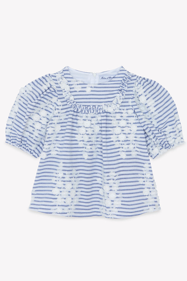 Tunic - Navy to Stripes Embrodery flowery - Image principale