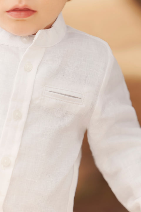 Camicia - Bianco biancheria Colletto alla coreana - Image principale