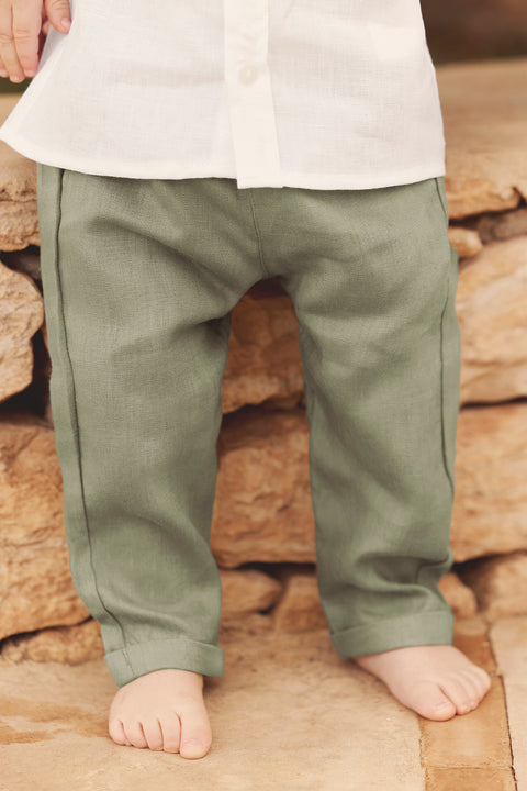 Trousers - Green fern Linen - Image principale