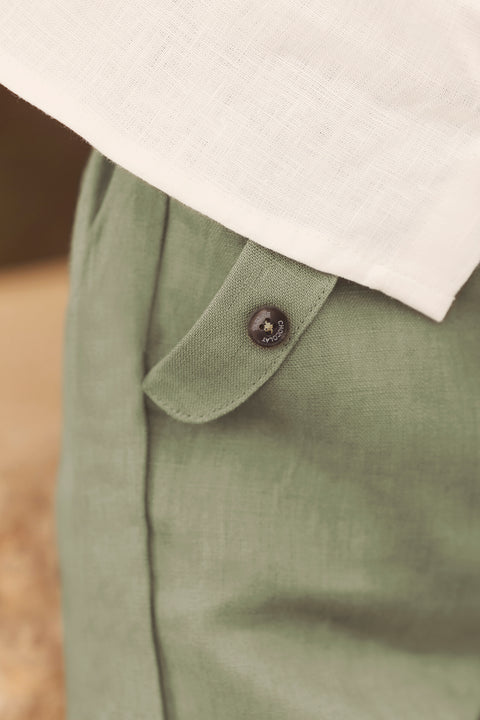 Trousers - Green fern Linen - Image principale