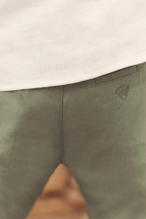 Trousers - Green fern Linen - Image principale