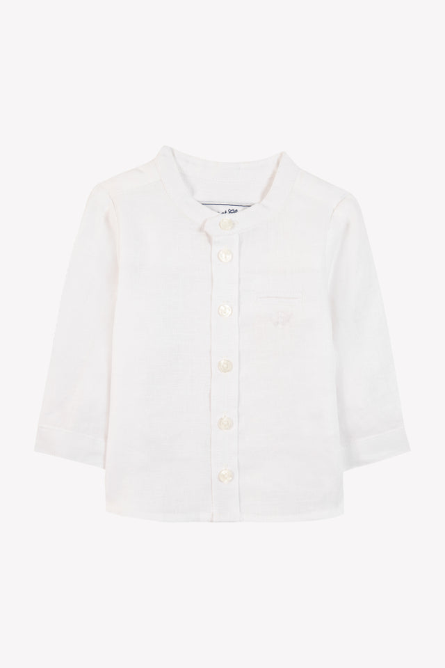 Camicia - Bianco biancheria Colletto alla coreana - Image principale