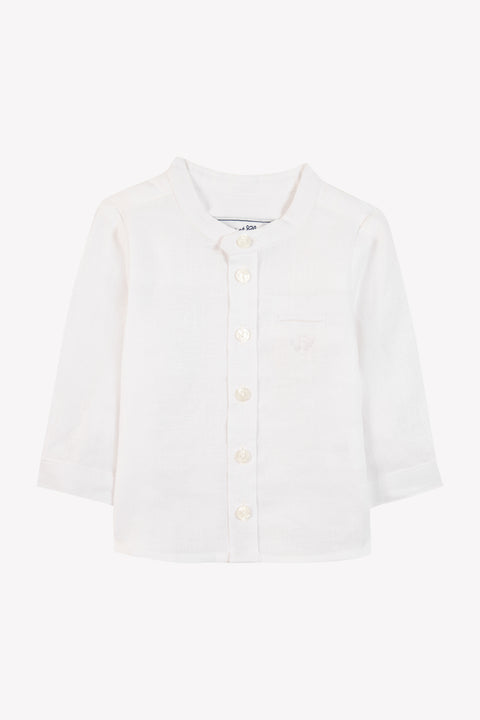 Camicia - Bianco biancheria Colletto alla coreana - Image principale