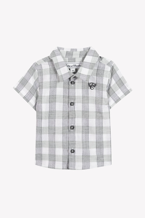 Shirt - Aqua groß Karo kurze Ärmel - Image principale