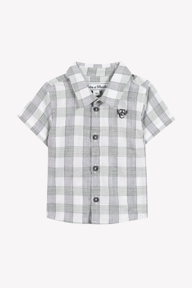 Shirt - Aqua groß Karo kurze Ärmel - Image principale