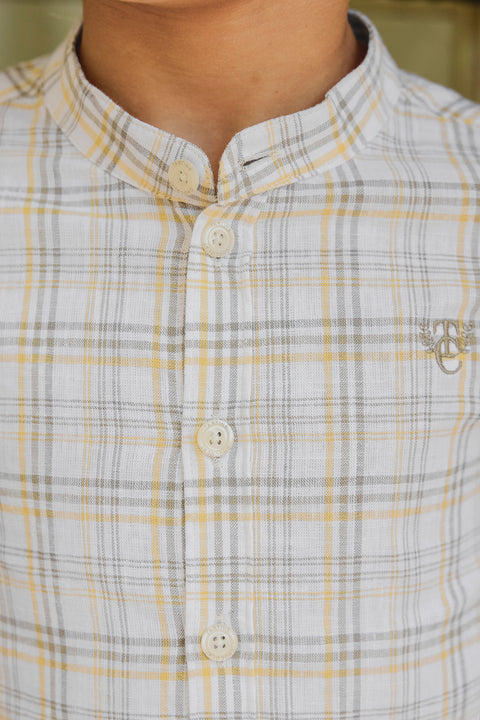 Camisa - Verde helecho Cuadros Cuello mao - Image principale