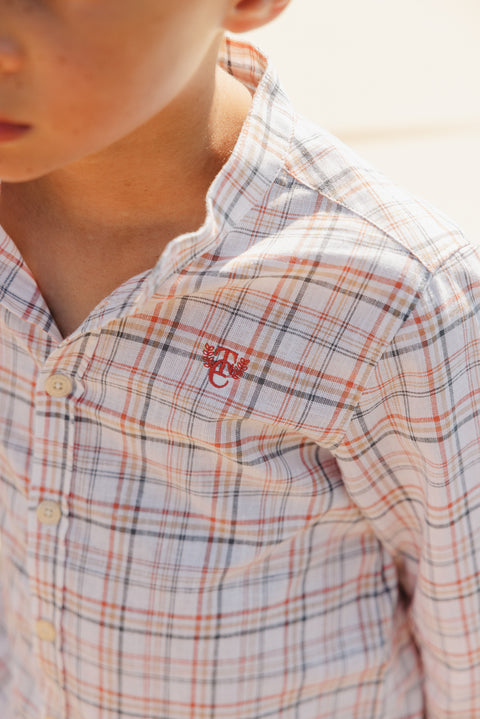 Shirt - Rot Karo Stehkragen - Image principale