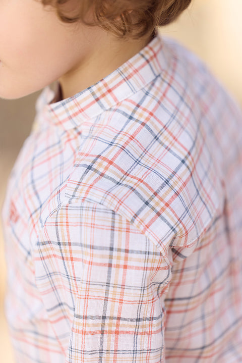 Shirt - Rot Karo Stehkragen - Image principale