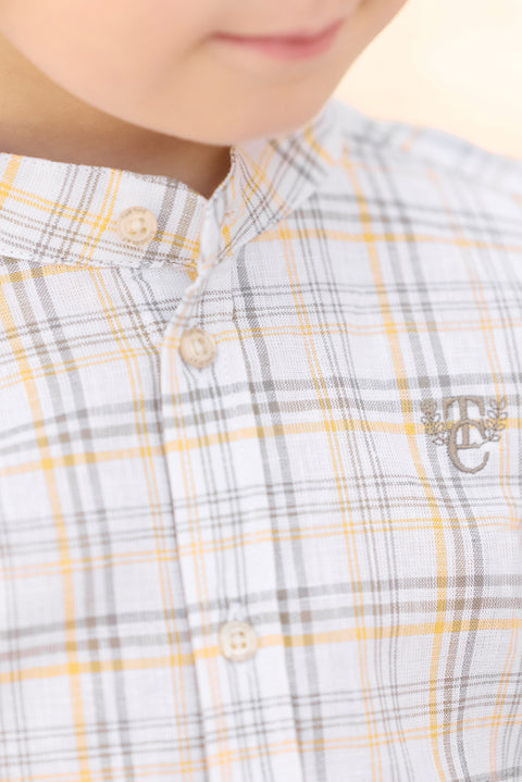 Camisa - Verde helecho Cuadros Cuello mao - Image principale