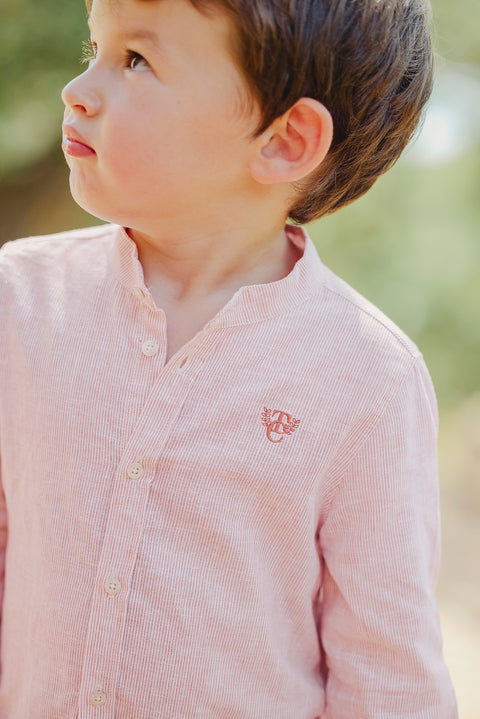 Camisa - Rojo a Rayas Cuello mao - Image principale