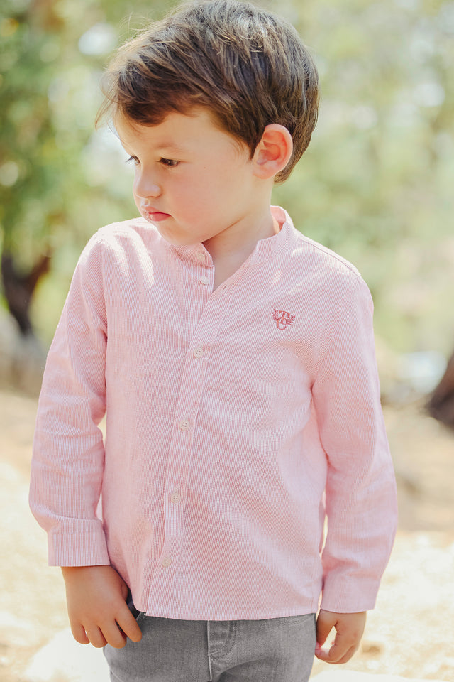 Camisa - Rojo a Rayas Cuello mao - Image principale
