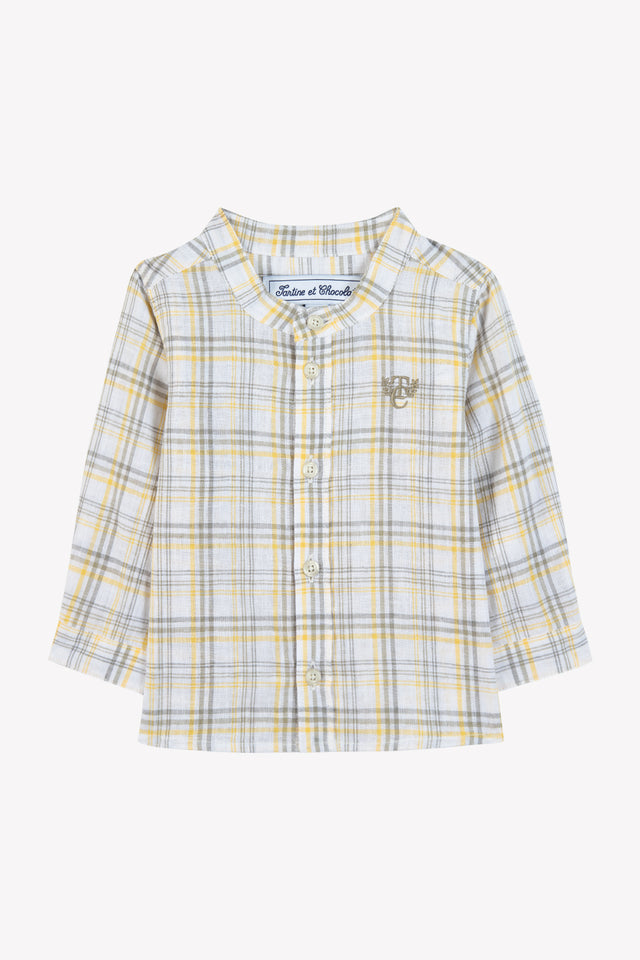 Shirt - Grün Farn Karo Stehkragen - Image principale