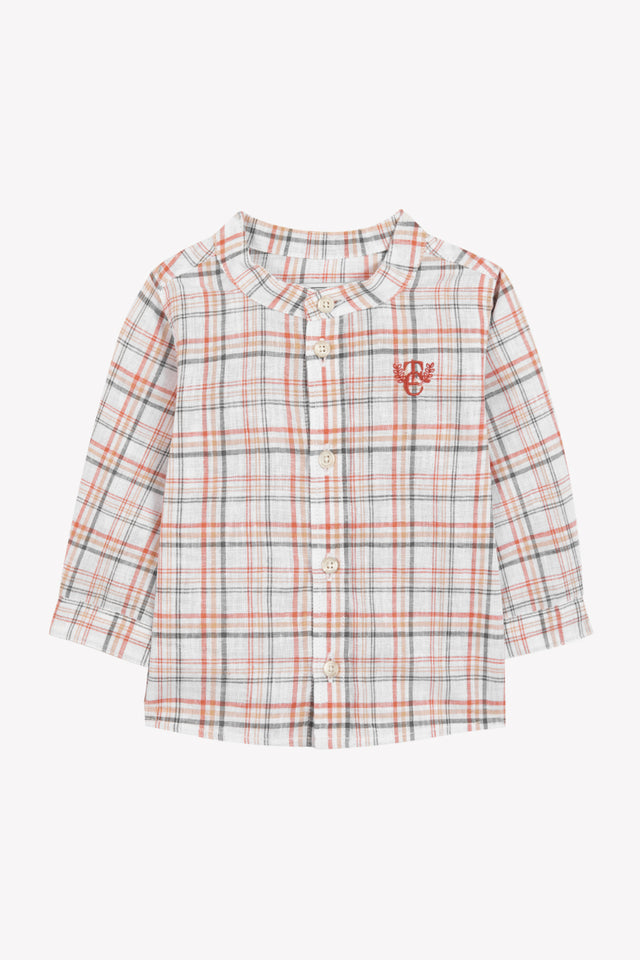 Shirt - Rot Karo Stehkragen - Image principale