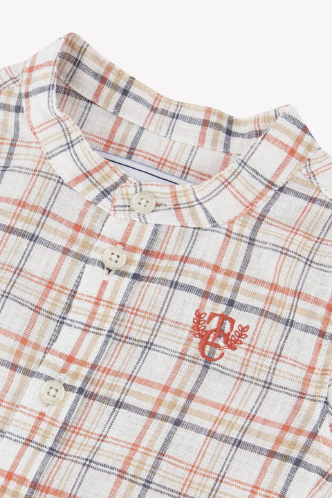 Shirt - Rot Karo Stehkragen - Image principale