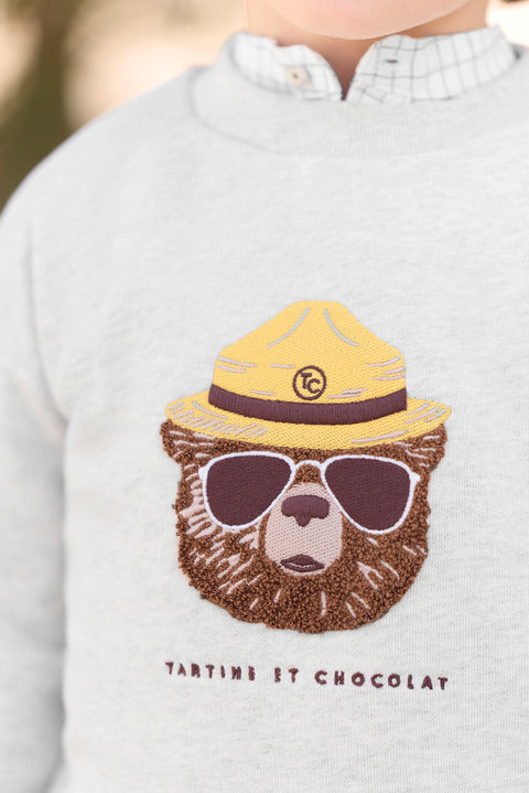 Sudadera - Gris brezo Ilustración oso explorador - Image principale