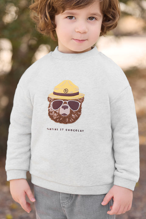 Sweatshirt - Grey heather Illustration explorer bear - Image principale