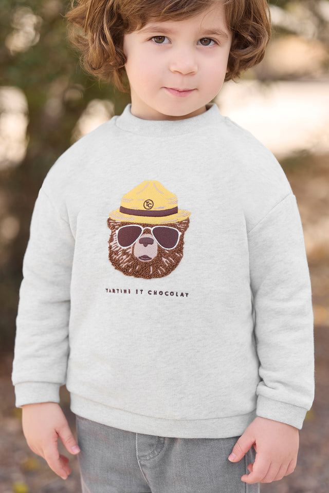 Sudadera - Gris brezo Ilustración oso explorador - Image principale