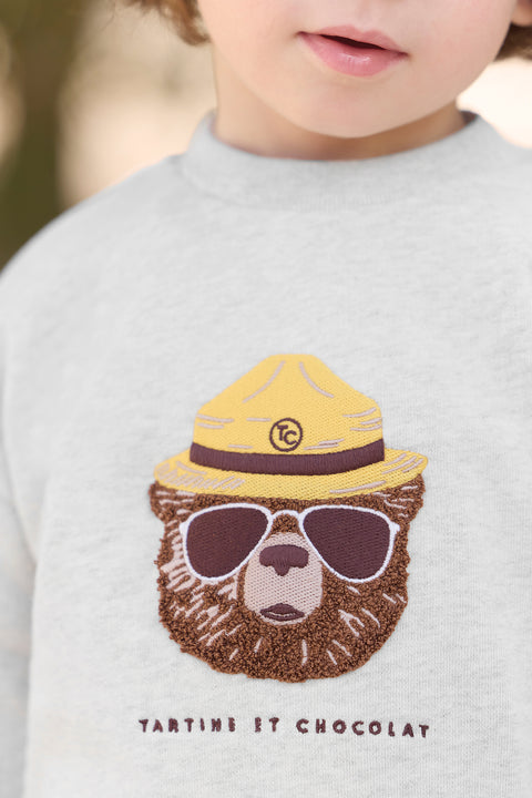 Sudadera - Gris brezo Ilustración oso explorador - Image principale