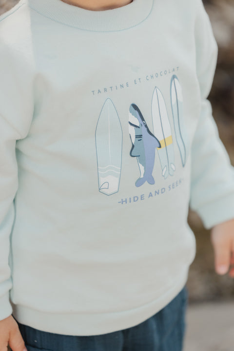 Sudadera - Aguamarina Ilustración surfeando - Image principale