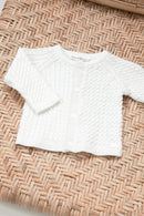 Cardigan - écru maille torsadée