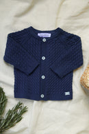Cardigan - Marine lavé maille torsadée