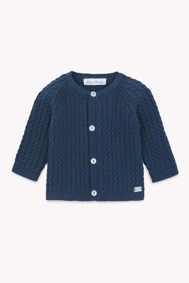Strickjacke - Marineblau gewaschen Strickwaren ZopfTh - Image principale