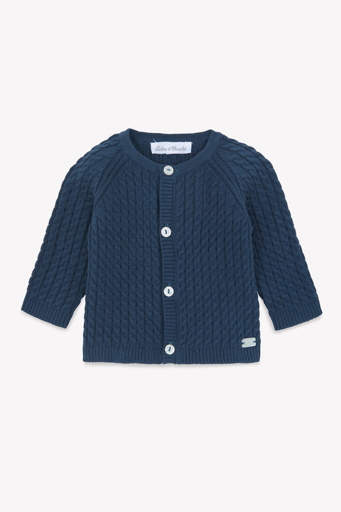 Strickjacke - Marineblau gewaschen Strickwaren ZopfTh - Image principale