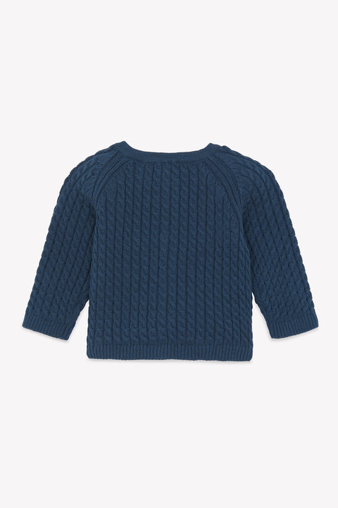 Strickjacke - Marineblau gewaschen Strickwaren ZopfTh - Image principale