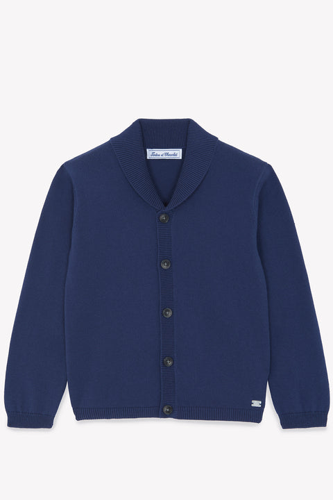 Gilet - Blu navy Maglia Colletto a scialle - Image principale