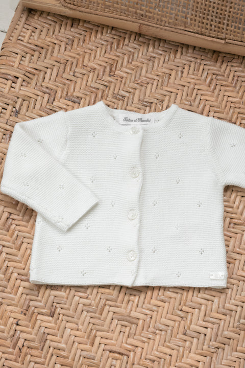 Cardigan - White Knitwear openwork - Image principale