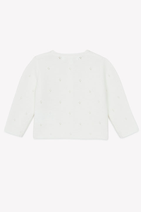 Strickjacke - Weiss Strickwaren durchbrochen - Image principale