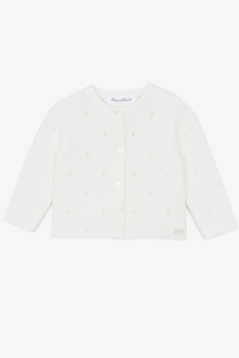 Strickjacke - Weiss Strickwaren durchbrochen - Image principale