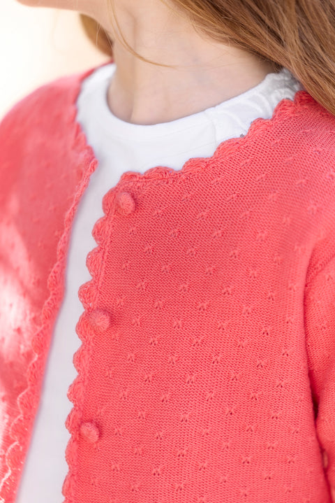 Cardigan - Corail maille ajourée - Image principale