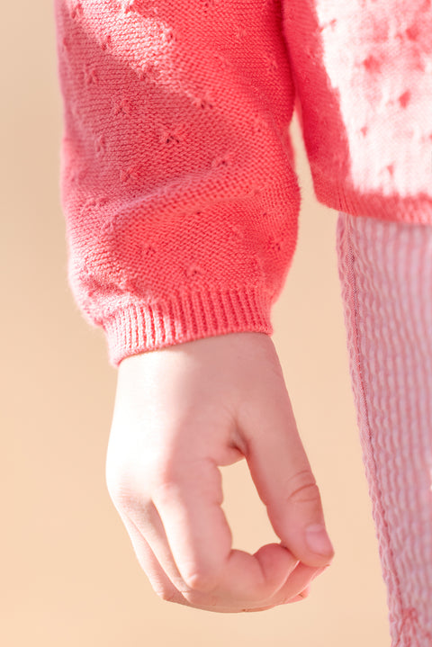 Cardigan - Corail maille ajourée - Image principale