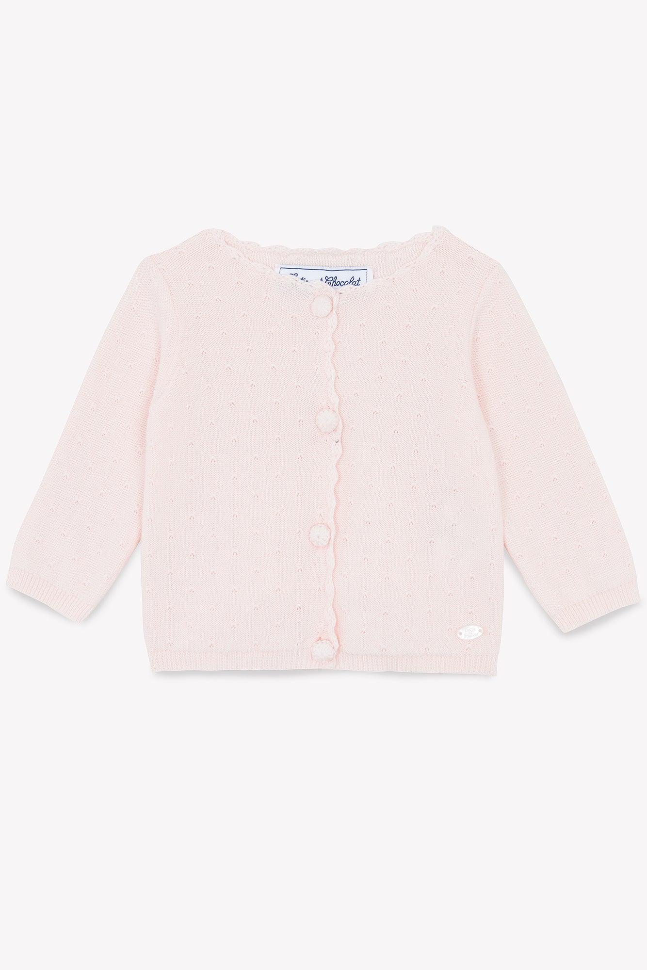 Cardigan Pale pink Knitwear openwork girl Tartine et Chocolat