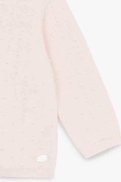 Strickjacke - Blassrosa Strickwaren durchbrochen - Image principale